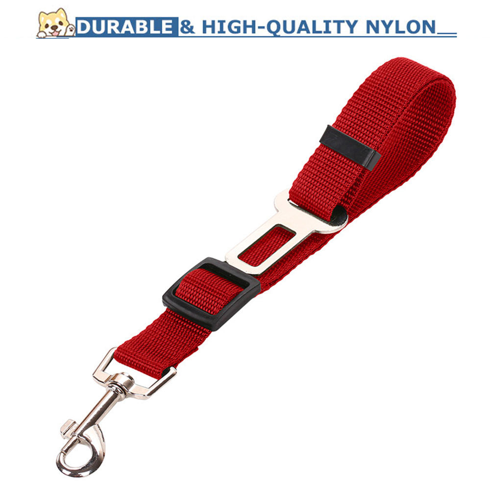 Durable Adjustable Pet Leash for Car Safety – Red