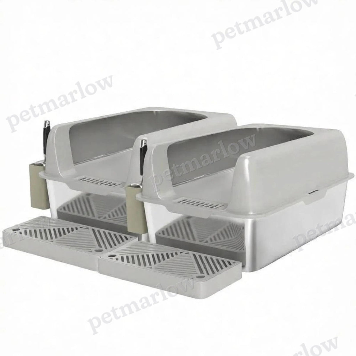 High-Sided Stainless Steel Litter Box Set for Cats – view 4