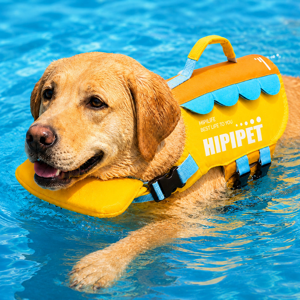 High-Visibility Chin Float & Rescue Handle Dog Life Jacket – Petal Yellow / XS