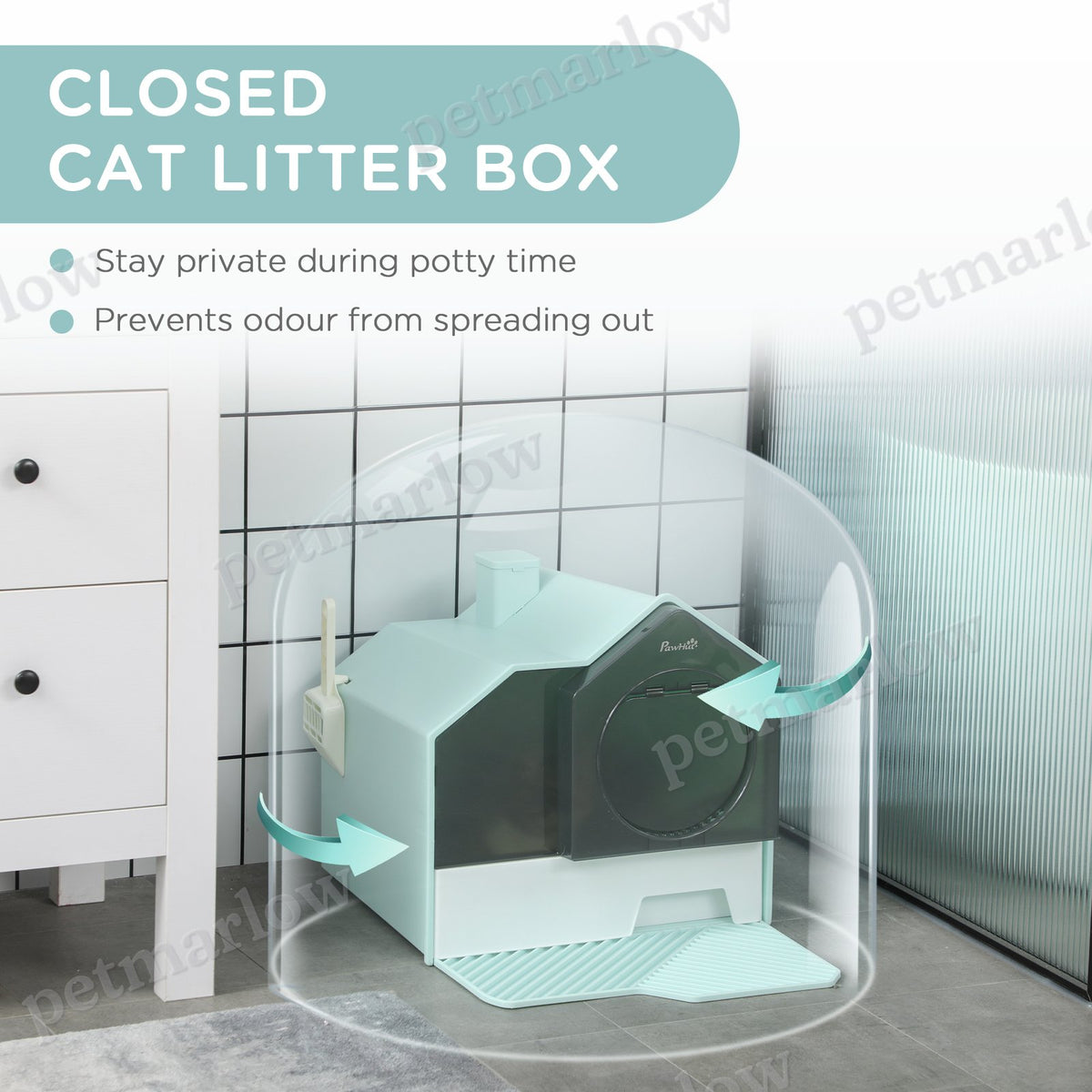 Hooded Cat Litter Box with Litter Mat – view 4