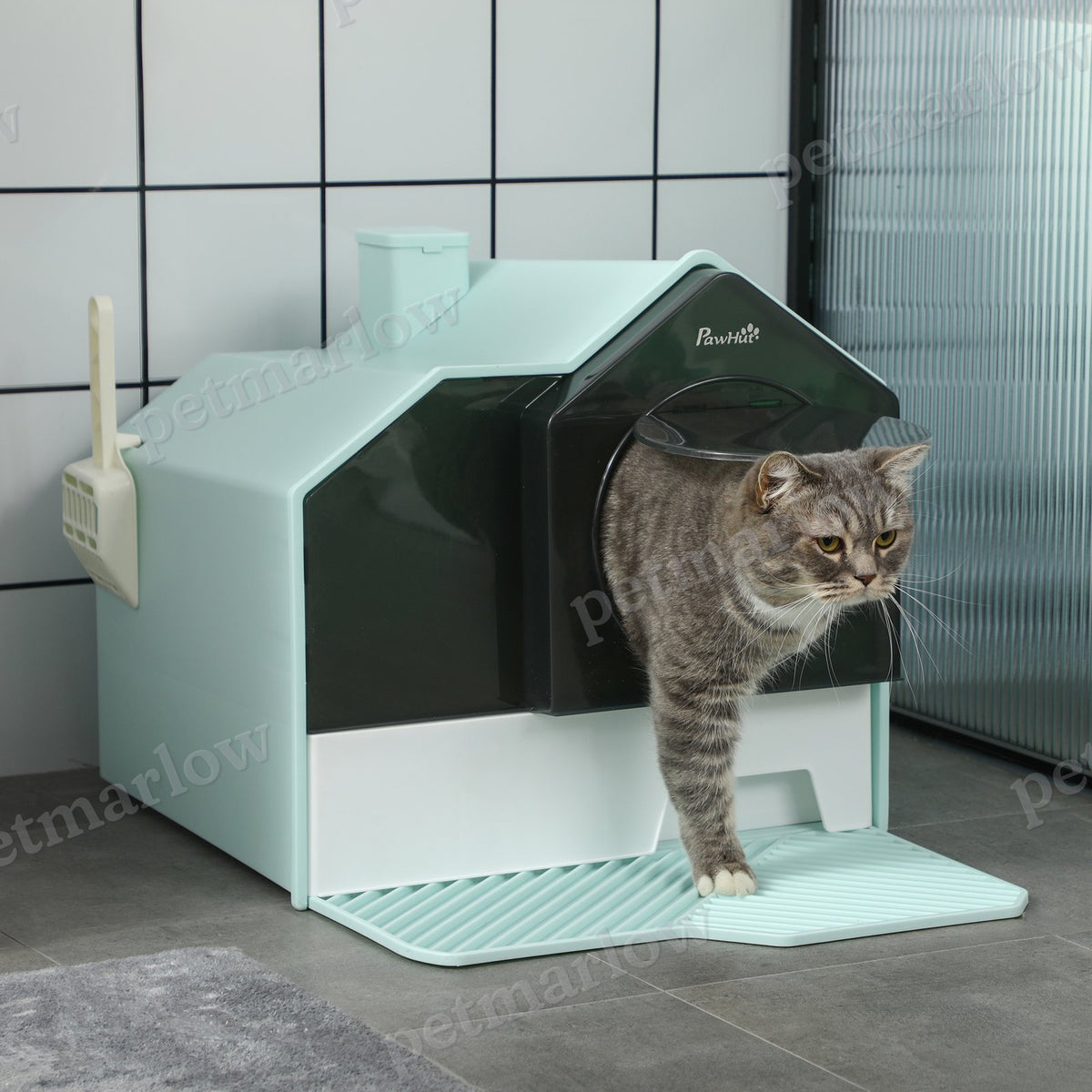 Hooded Cat Litter Box with Litter Mat – view 5