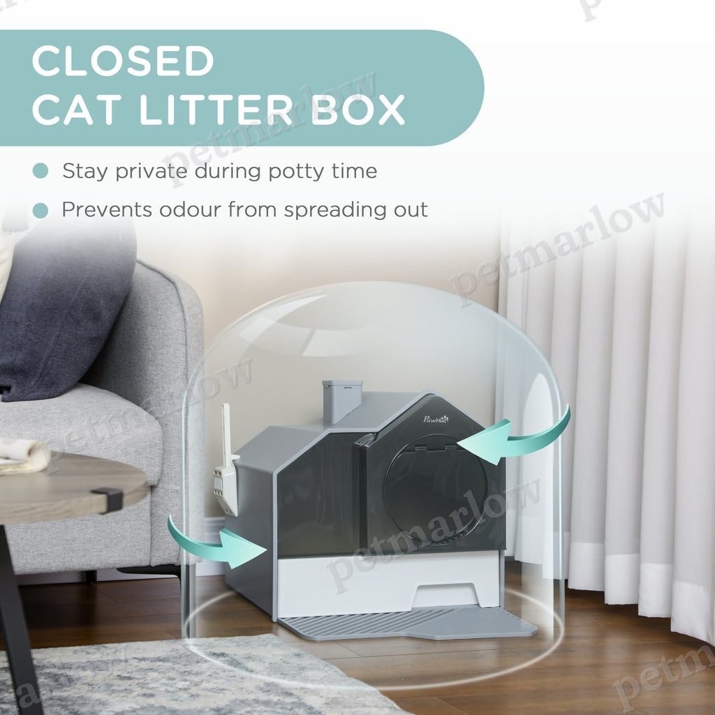 Hooded Cat Litter Box with Easy Clean Drawer – view 3