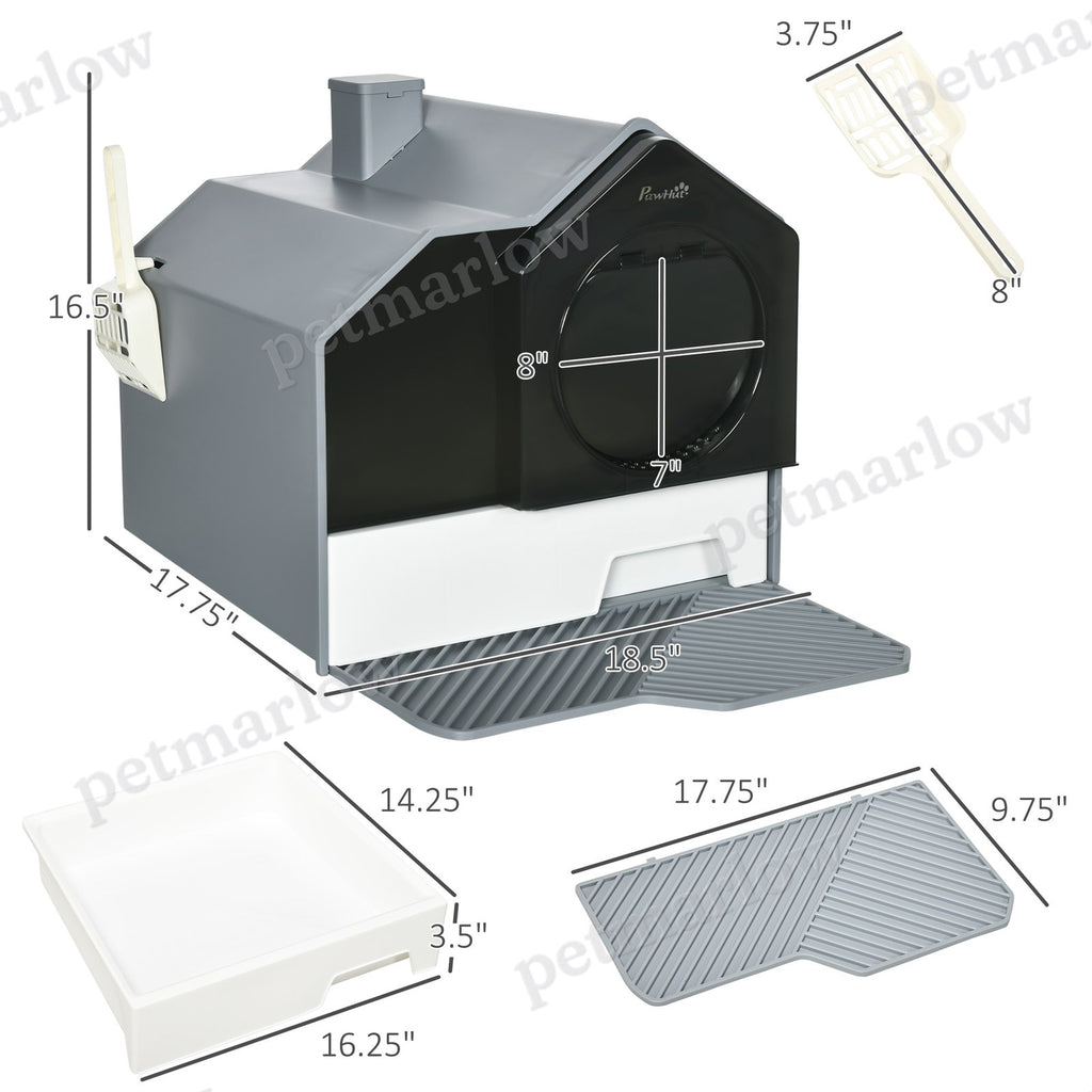 Hooded Cat Litter Box with Easy Clean Drawer – view 6