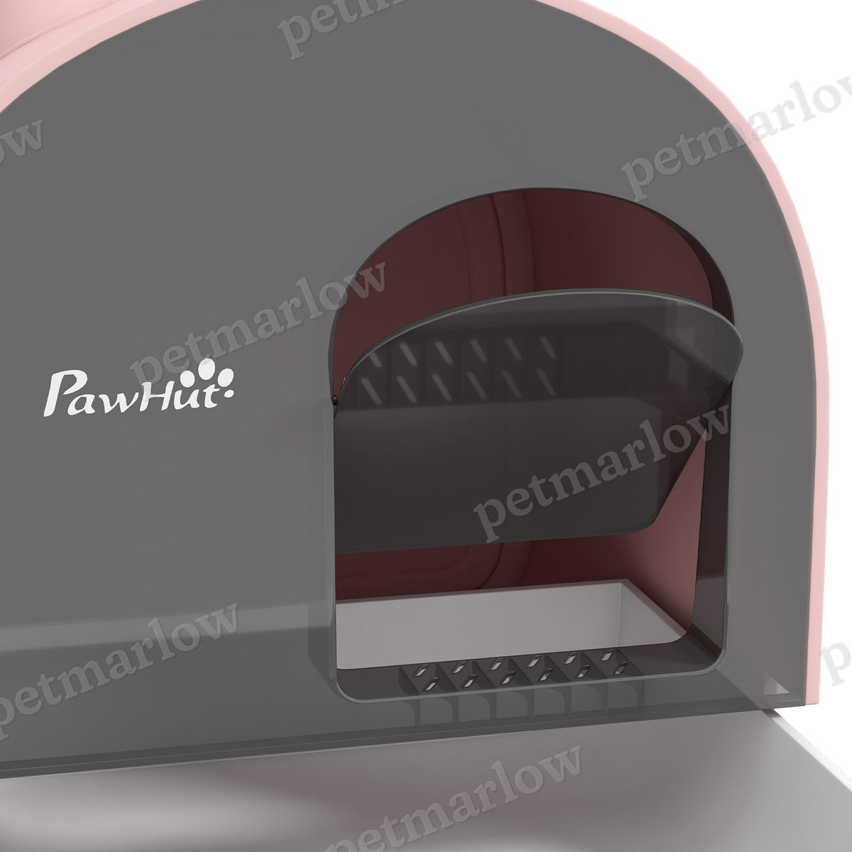 Hooded Cat Litter Box with Scoop and Filter, Pink – view 4