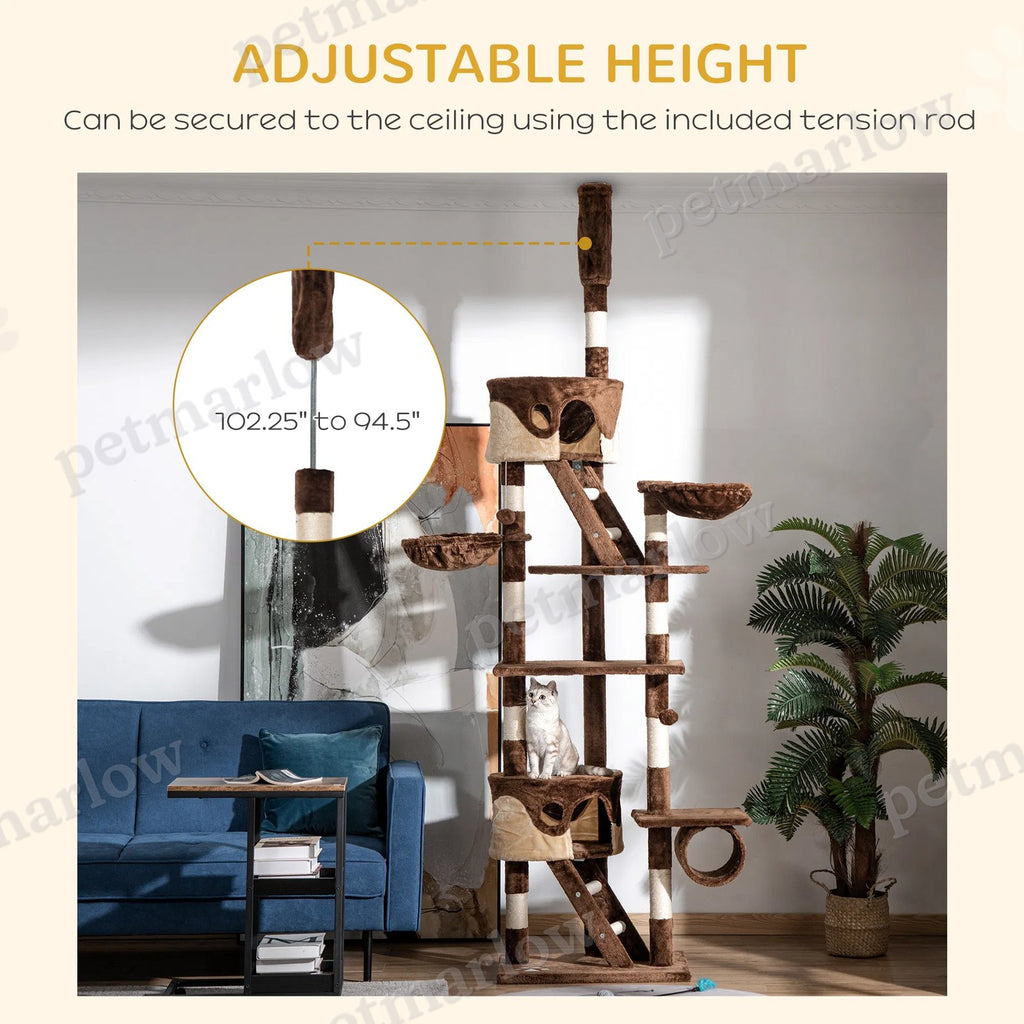 Huge Cat Tree with Adjustable Height and Multi-Level Platforms – view 3