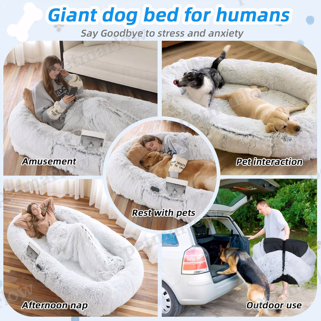 Human Dog Bed Washable Faux Fur Napping Bed – view 3