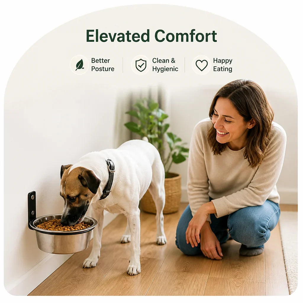 DogBedHouse Wall-Mounted Elevated Stainless Steel Pet Bowl – view 7