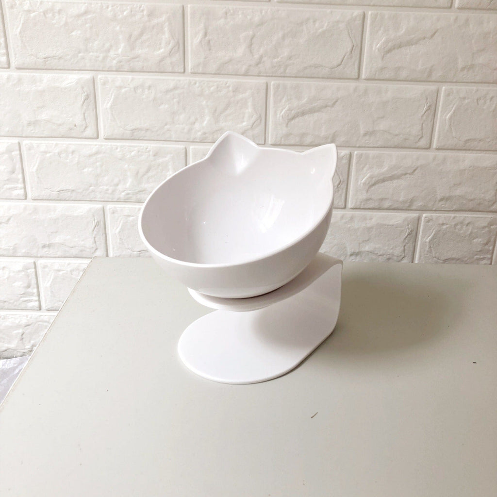 Inclined Non-Slip Food Bowl – Single White