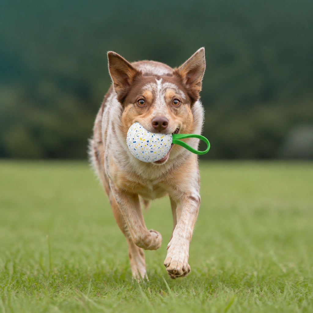 Indestructible Squeaky Dog Ball – Bite-Resistant Interactive Tug & Fetch Toy – Small  (8cm)