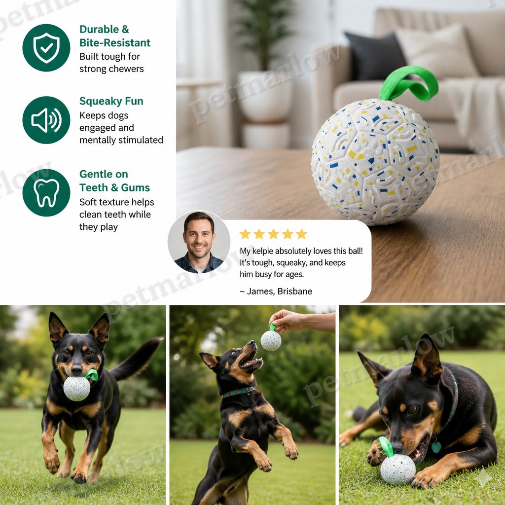 Indestructible Squeaky Dog Ball – Bite-Resistant Interactive Tug & Fetch Toy – view 5
