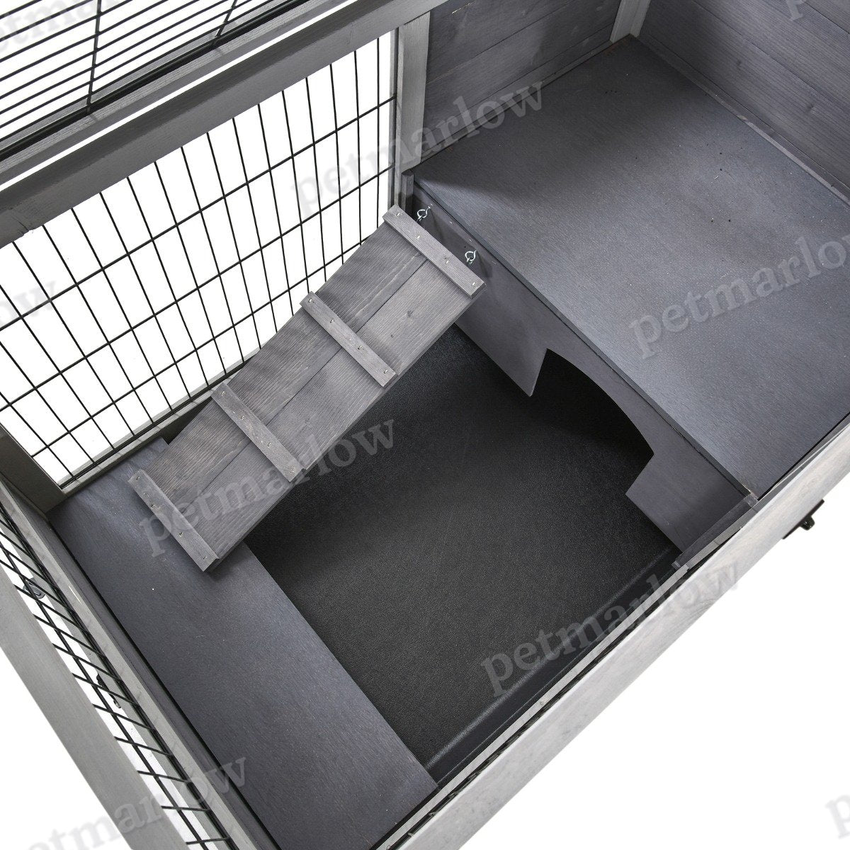 Indoor Rabbit Enclosure with Elevated Habitat and Wheels – view 3