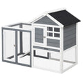 Indoor Rabbit Enclosure with Outdoor Run for Small Animals – Grey and White / 980x620x200 mm