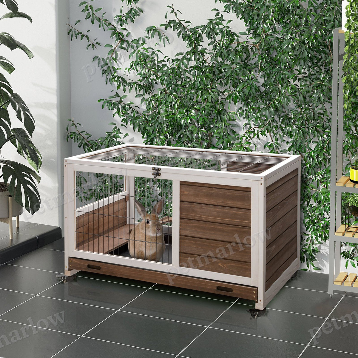 Indoor Rabbit Enclosure with Wheels and Pull-Out Tray – view 3