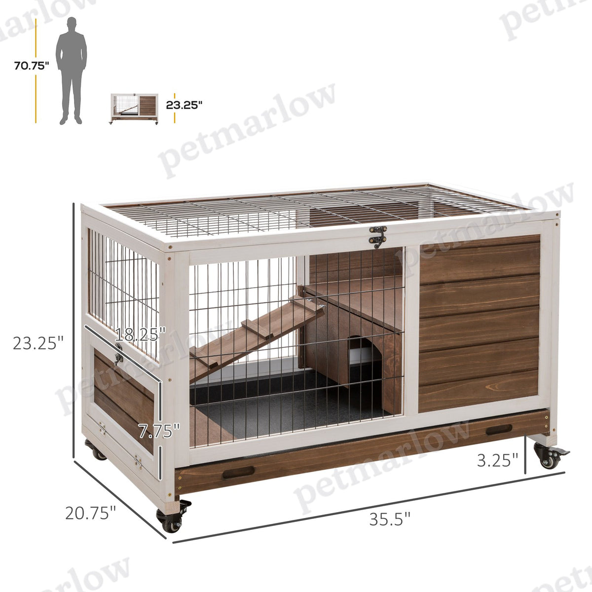 Indoor Rabbit Enclosure with Wheels and Pull-Out Tray – view 6