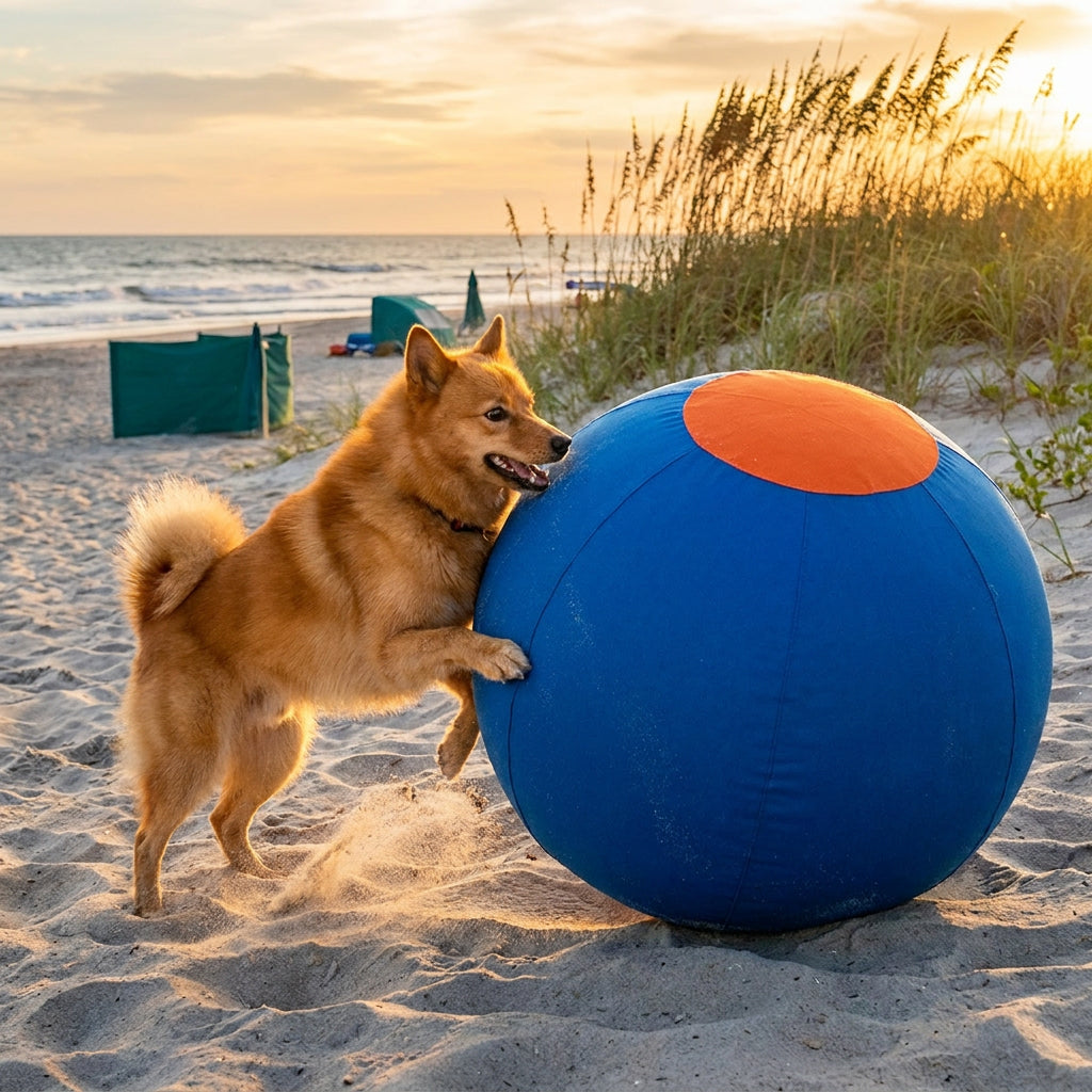 Inflatable Bite Resistant Herding Ball for Dogs – Durable Interactive Push & Chase Toy – Blue / 25cm