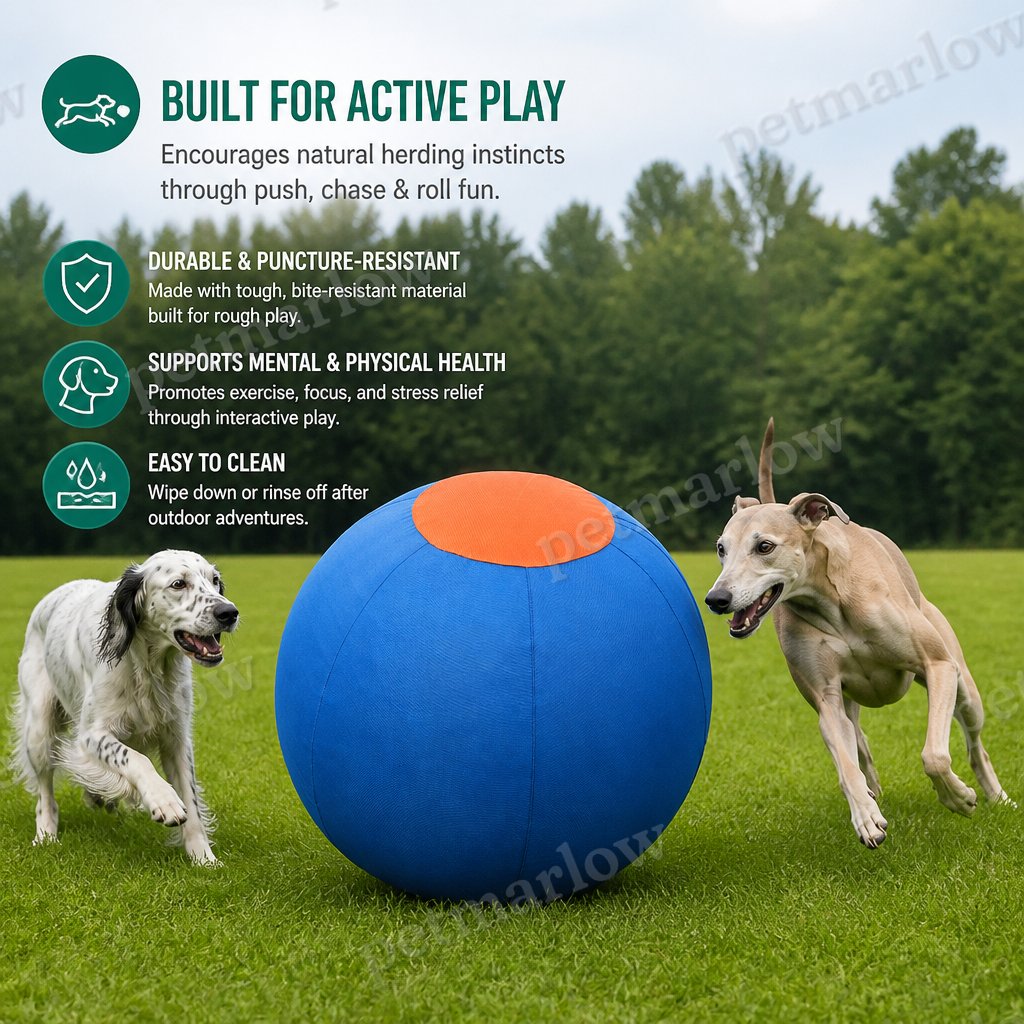 Inflatable Bite Resistant Herding Ball for Dogs – Durable Interactive Push & Chase Toy – view 3