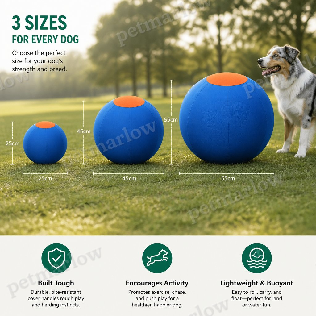 Inflatable Bite Resistant Herding Ball for Dogs – Durable Interactive Push & Chase Toy – view 6