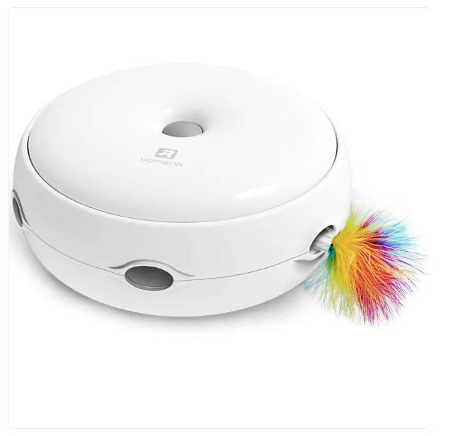 Interactive Cat Toys - Automatic Toy with Rainbow Feathers – White