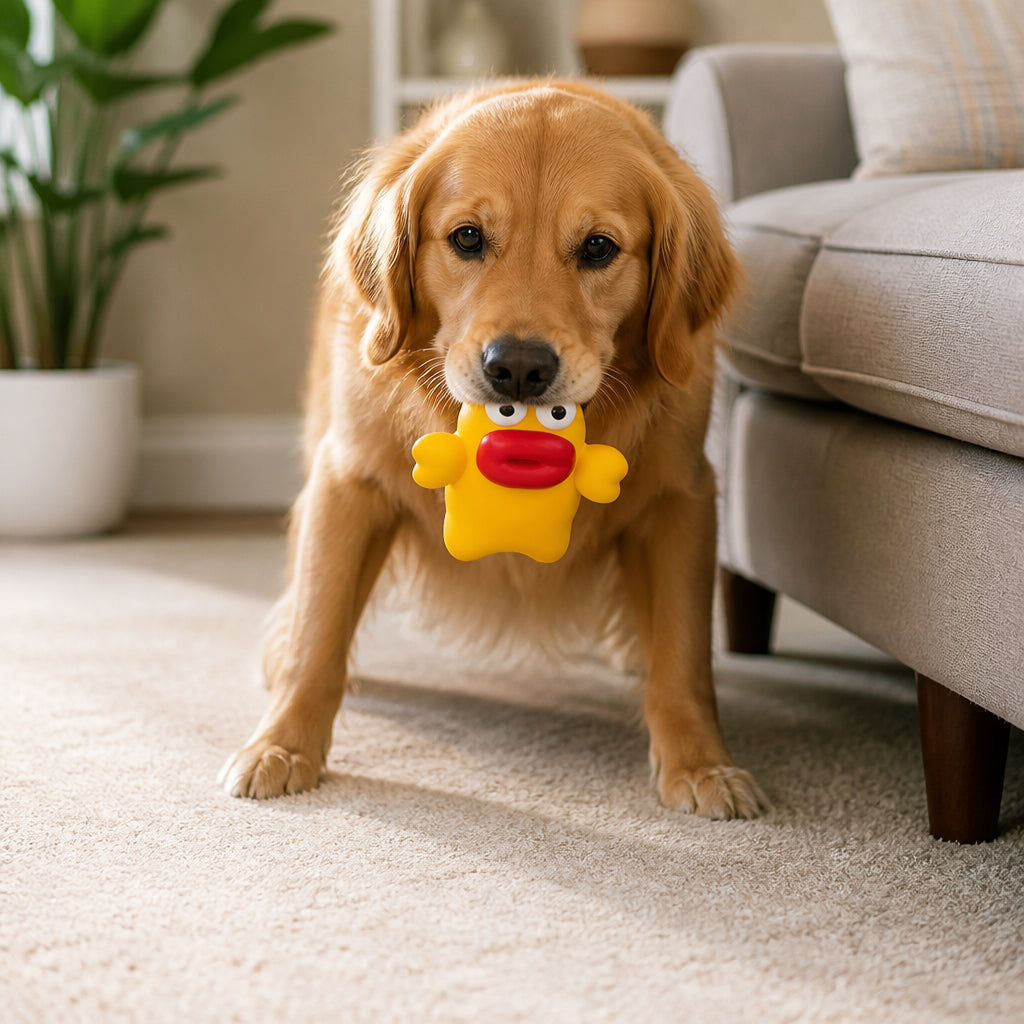 Interactive Chew & Squeak Puppy Toy – Heart Monster