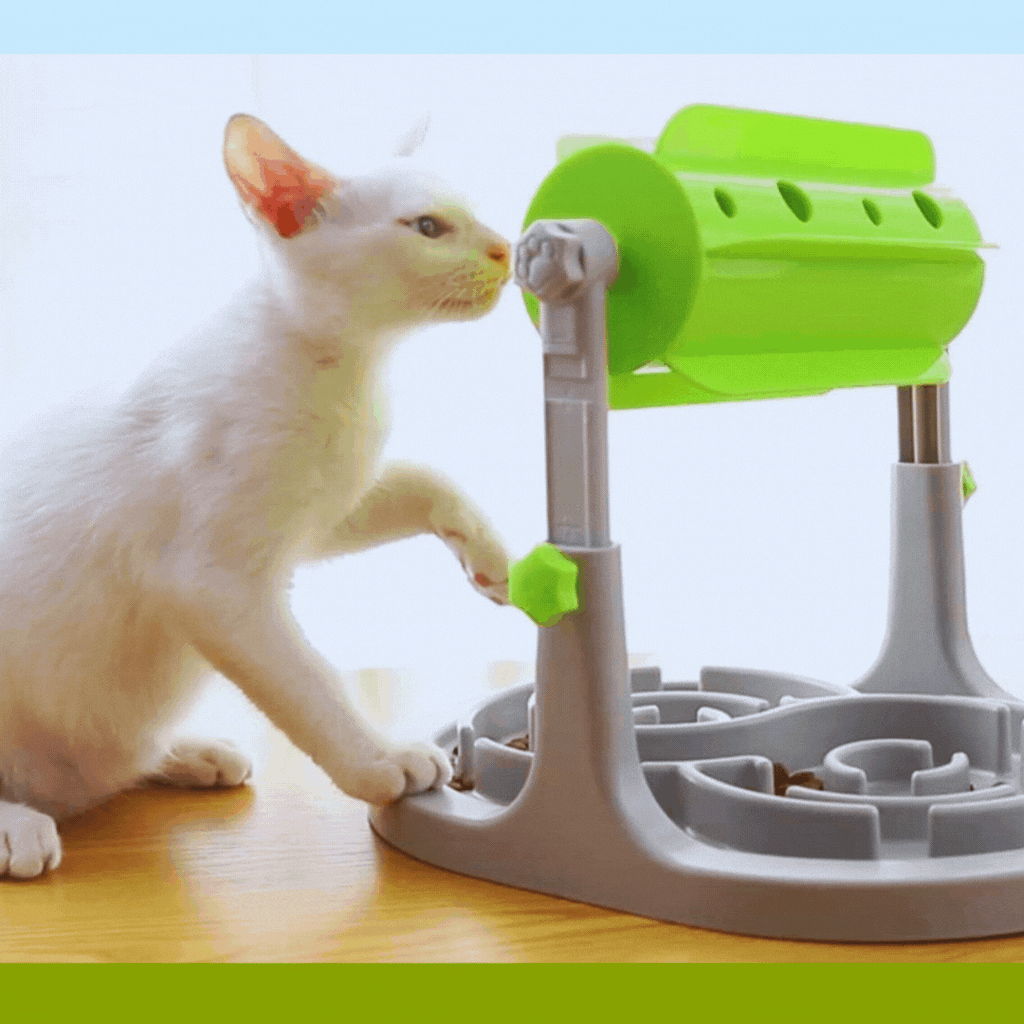 Interactive Dog Food Dispenser with Rotating Function and Non-Slip Bowl