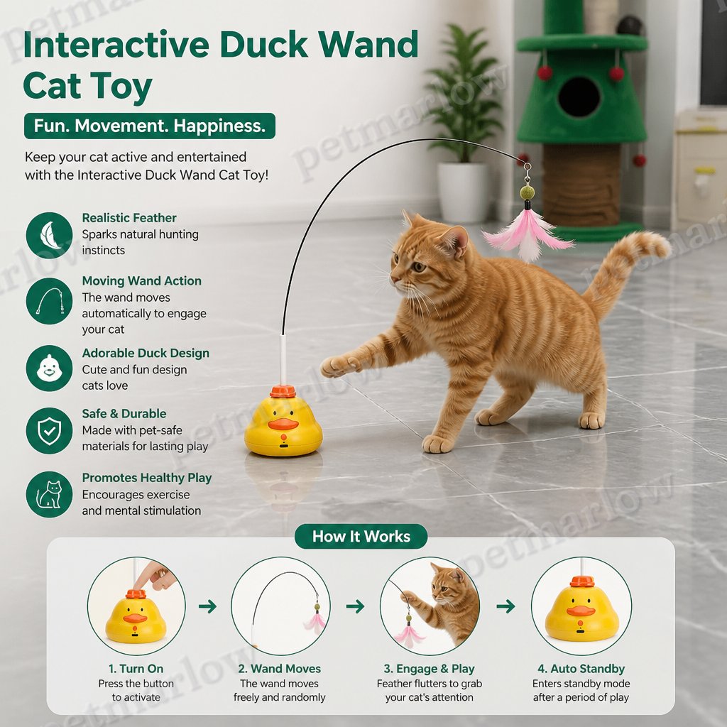 Interactive Duck Wand Cat Toy with Moving Feather and Fun Chase Play – view 2