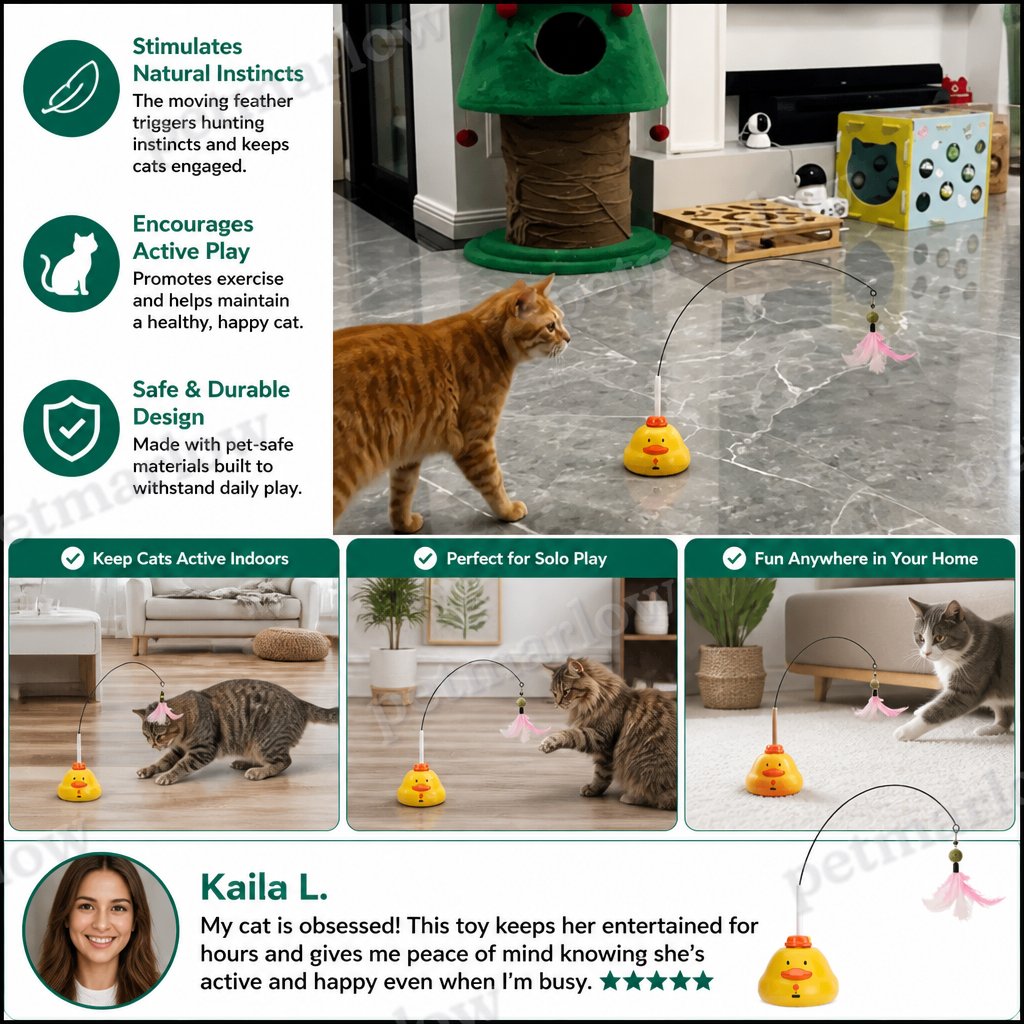 Interactive Duck Wand Cat Toy with Moving Feather and Fun Chase Play – view 3