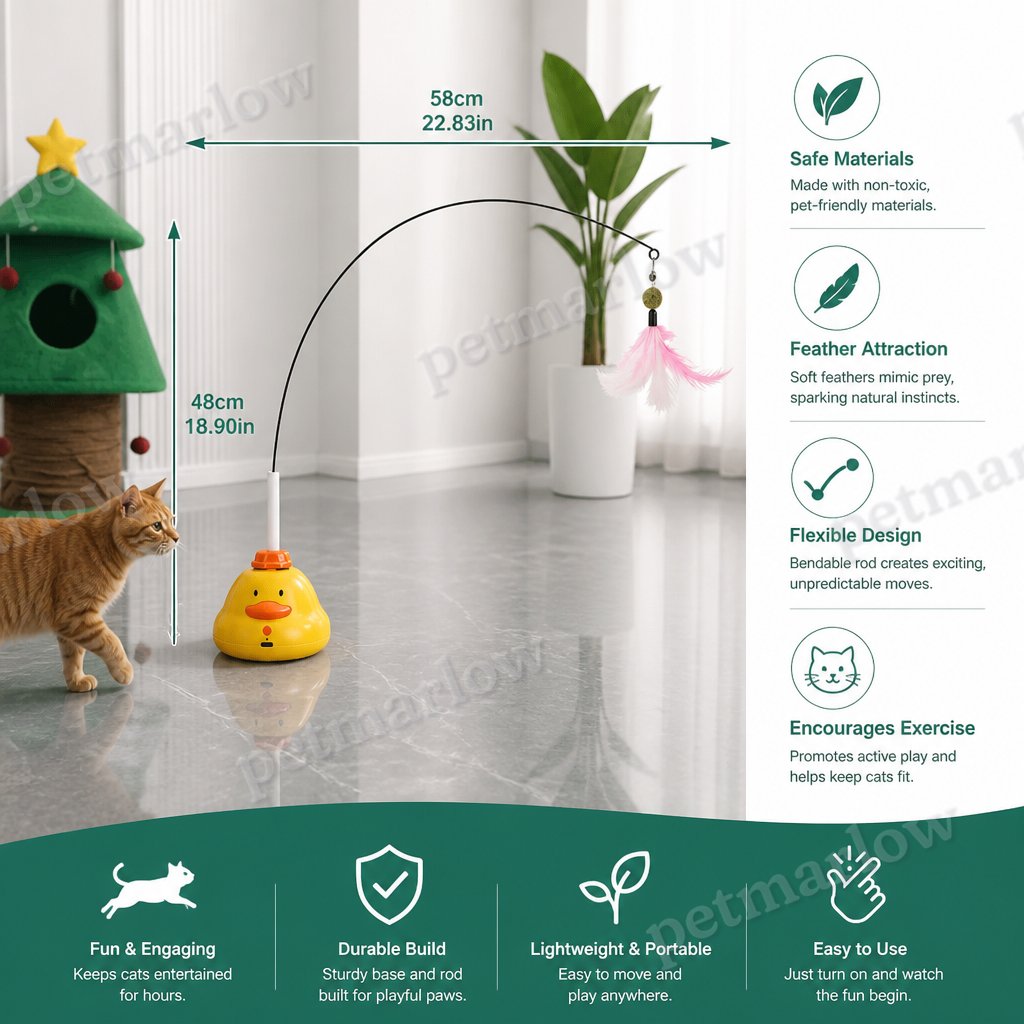 Interactive Duck Wand Cat Toy with Moving Feather and Fun Chase Play – view 5