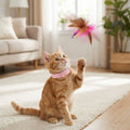 Interactive Feather Cat Toy with Adjustable Collar and Teasing Play Function – Pink