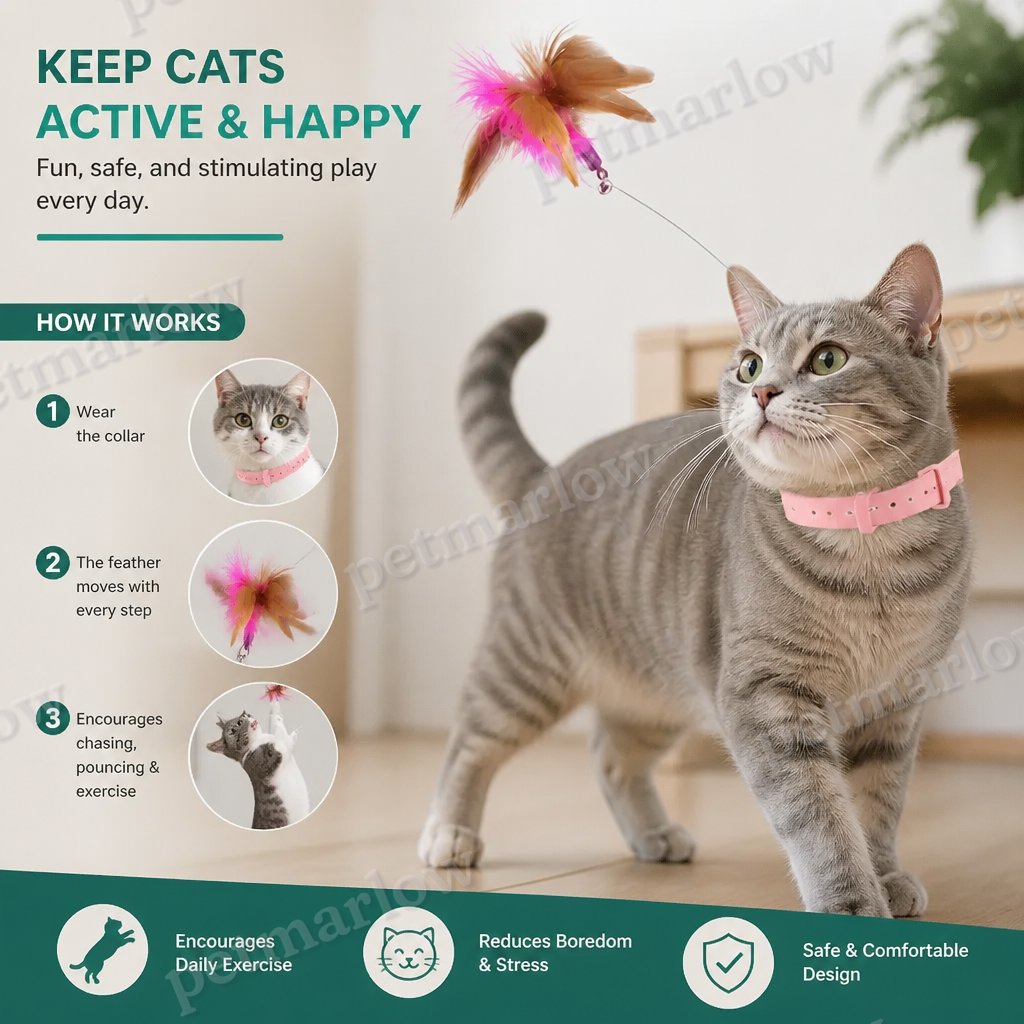 Interactive Feather Cat Toy with Adjustable Collar and Teasing Play Function – view 4