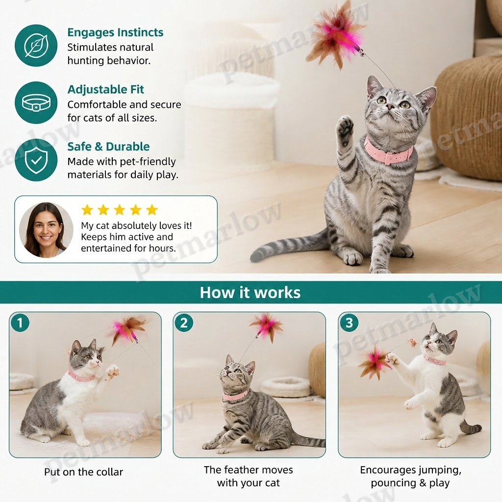 Interactive Feather Cat Toy with Adjustable Collar and Teasing Play Function – view 5