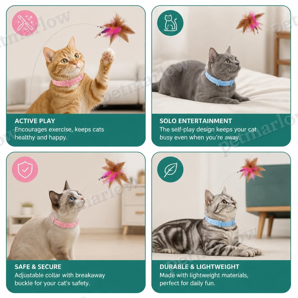 Interactive Feather Cat Toy with Adjustable Collar and Teasing Play Function – view 6