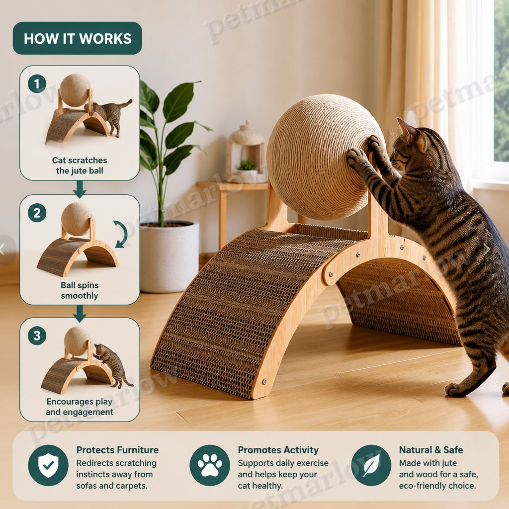 Interactive Ferris Wheel Cat Scratcher with Spinning Jute Ball – view 3