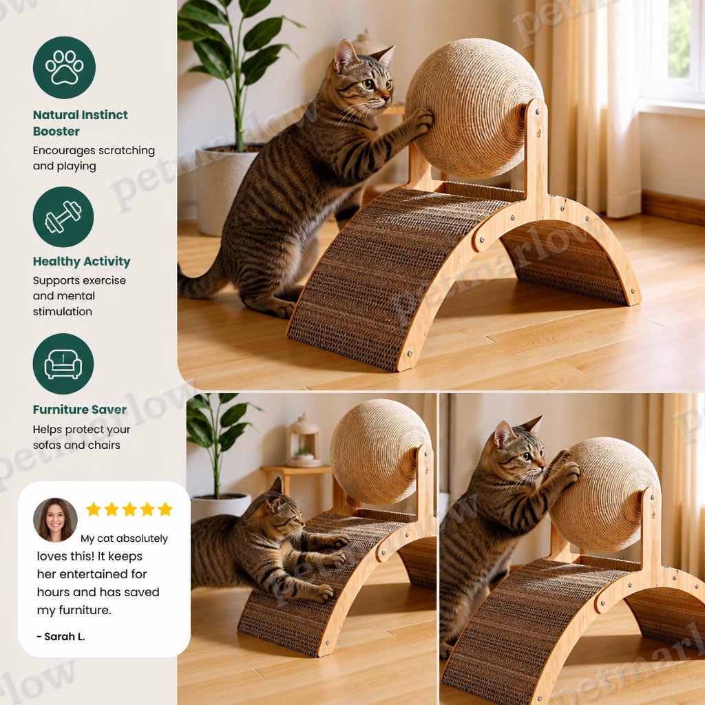 Interactive Ferris Wheel Cat Scratcher with Spinning Jute Ball – view 4