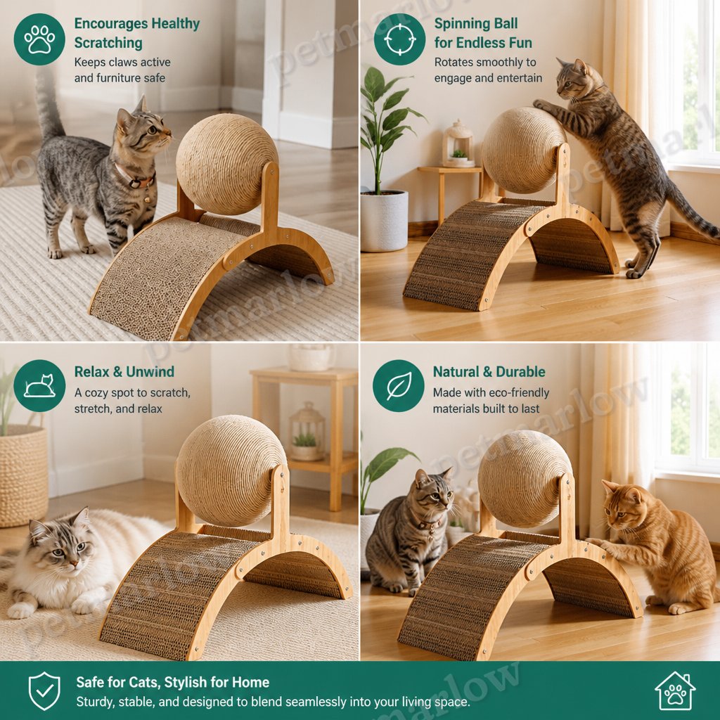 Interactive Ferris Wheel Cat Scratcher with Spinning Jute Ball – view 5