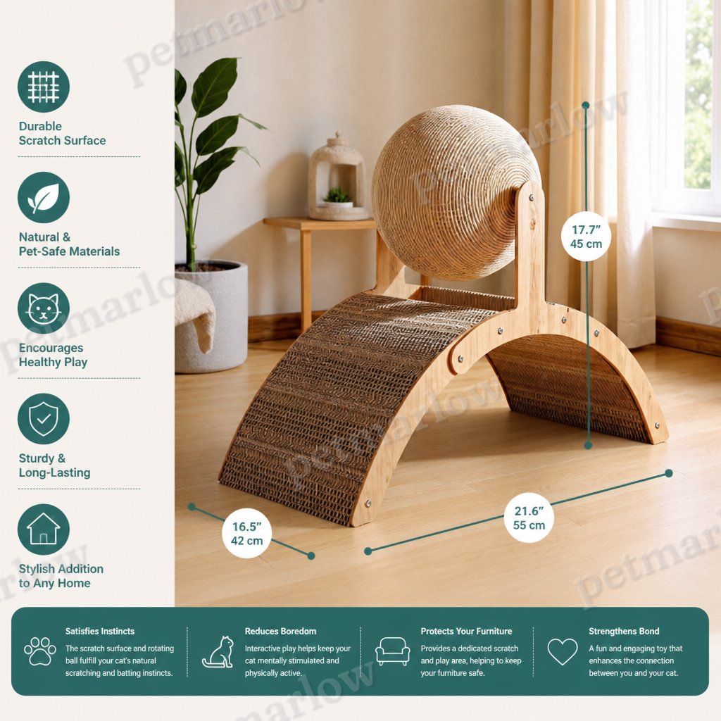 Interactive Ferris Wheel Cat Scratcher with Spinning Jute Ball – view 6