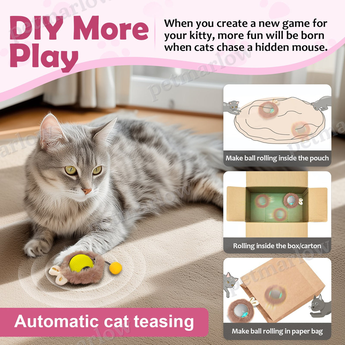 Interactive Motion Activated Cat and Dog Toy Ball – view 3