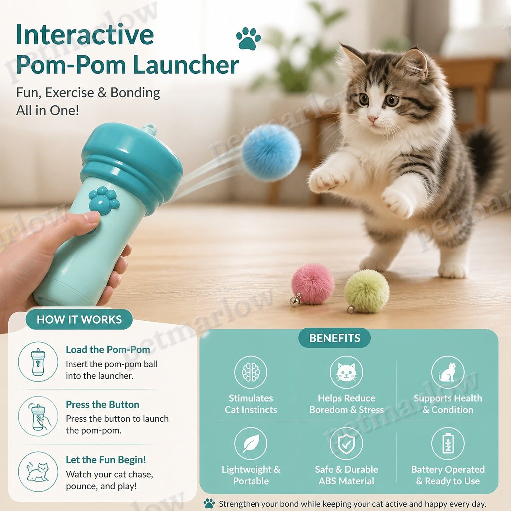 Interactive Pom-Pom Launcher Tod for Cats – view 4