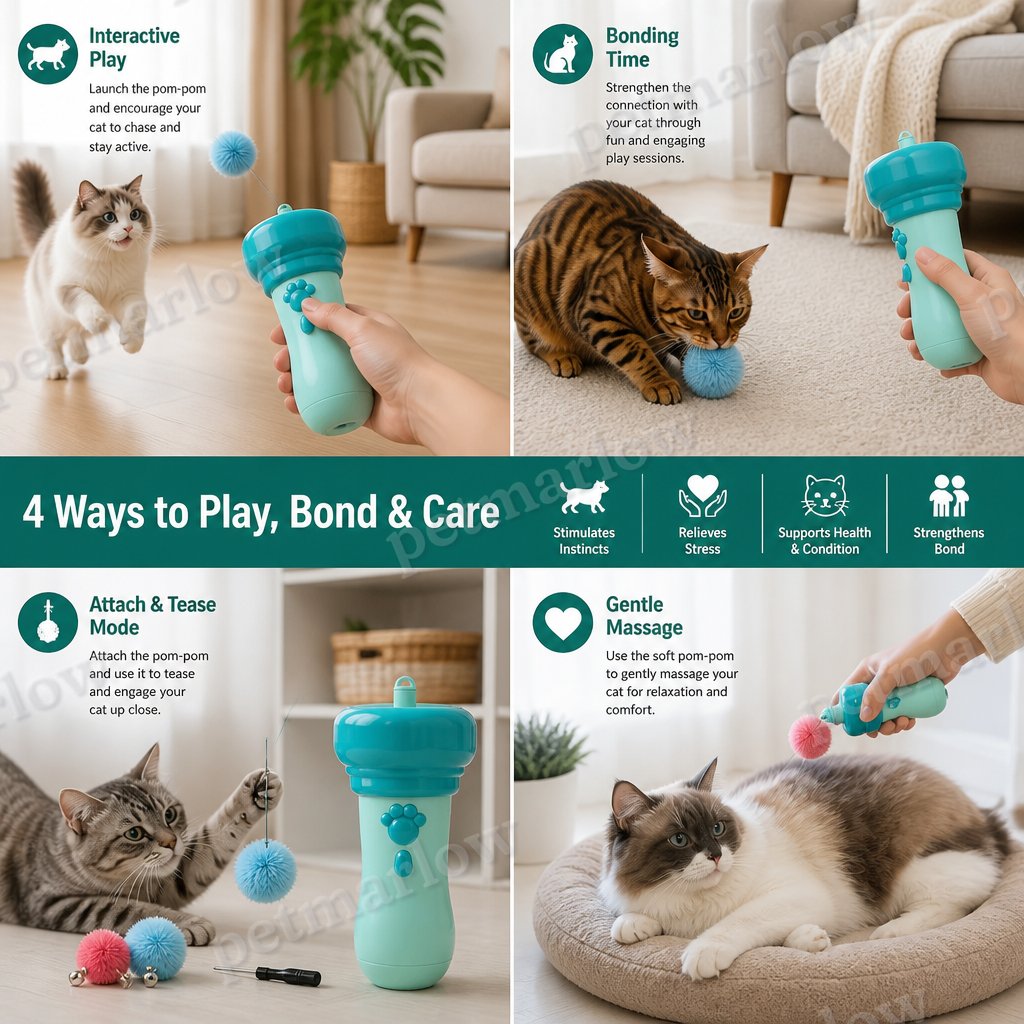 Interactive Pom-Pom Launcher Tod for Cats – view 6