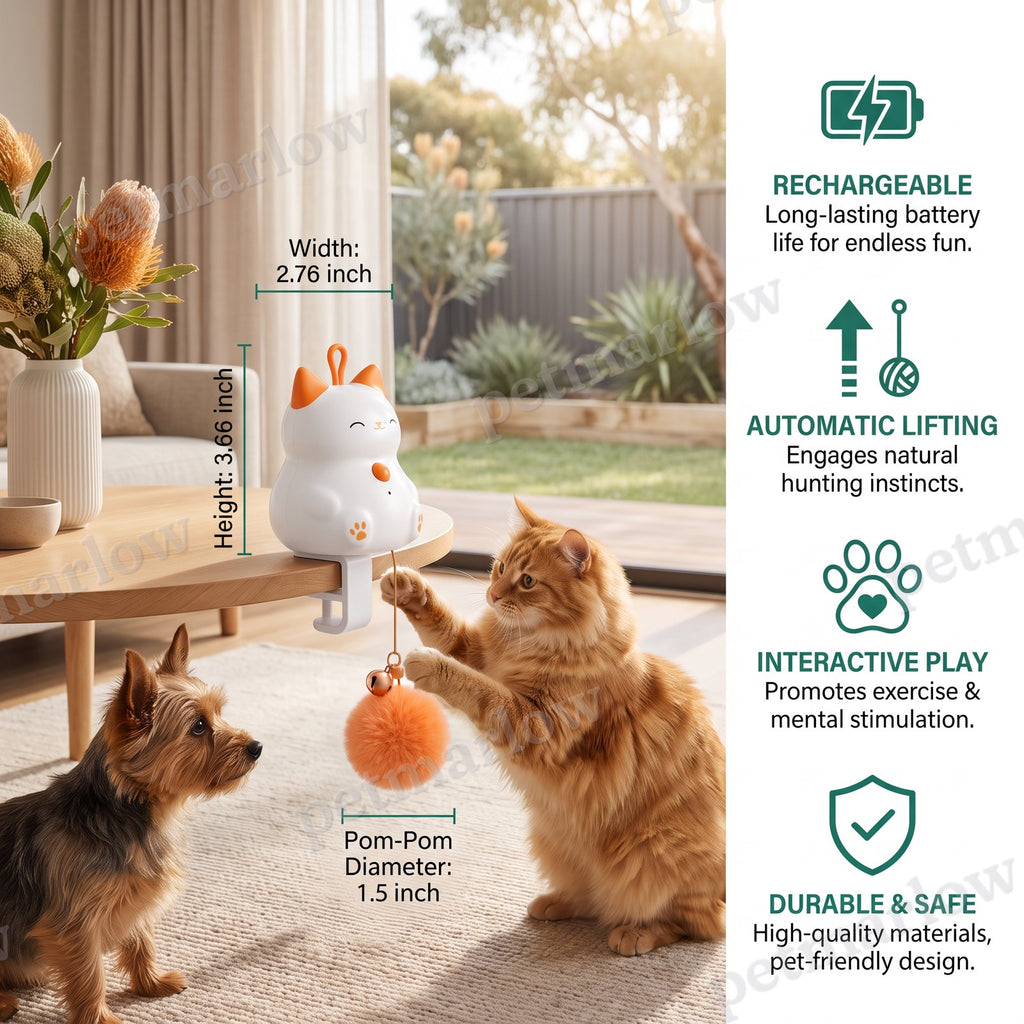 Interactive Rechargeable Cat Toy – Automatic Lifting Pom-Pom Teaser – view 6
