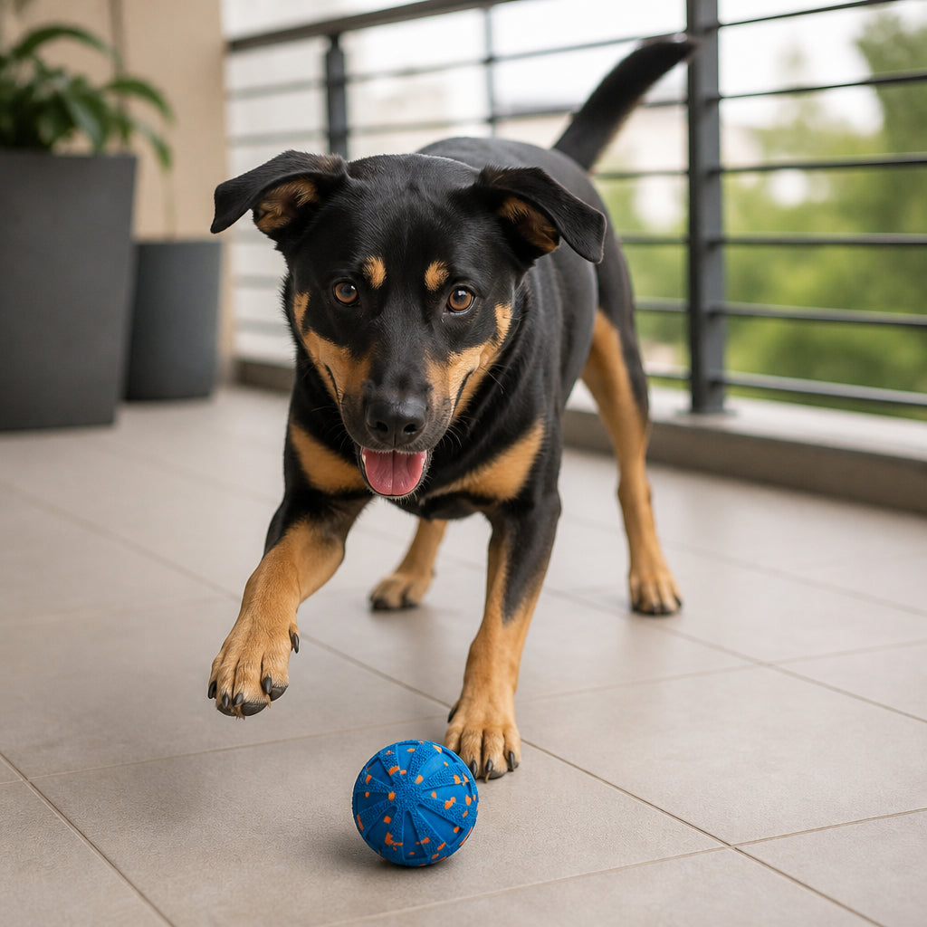 Interactive Rechargeable Dog Ball – Smart Rolling & Dental Chew Toy