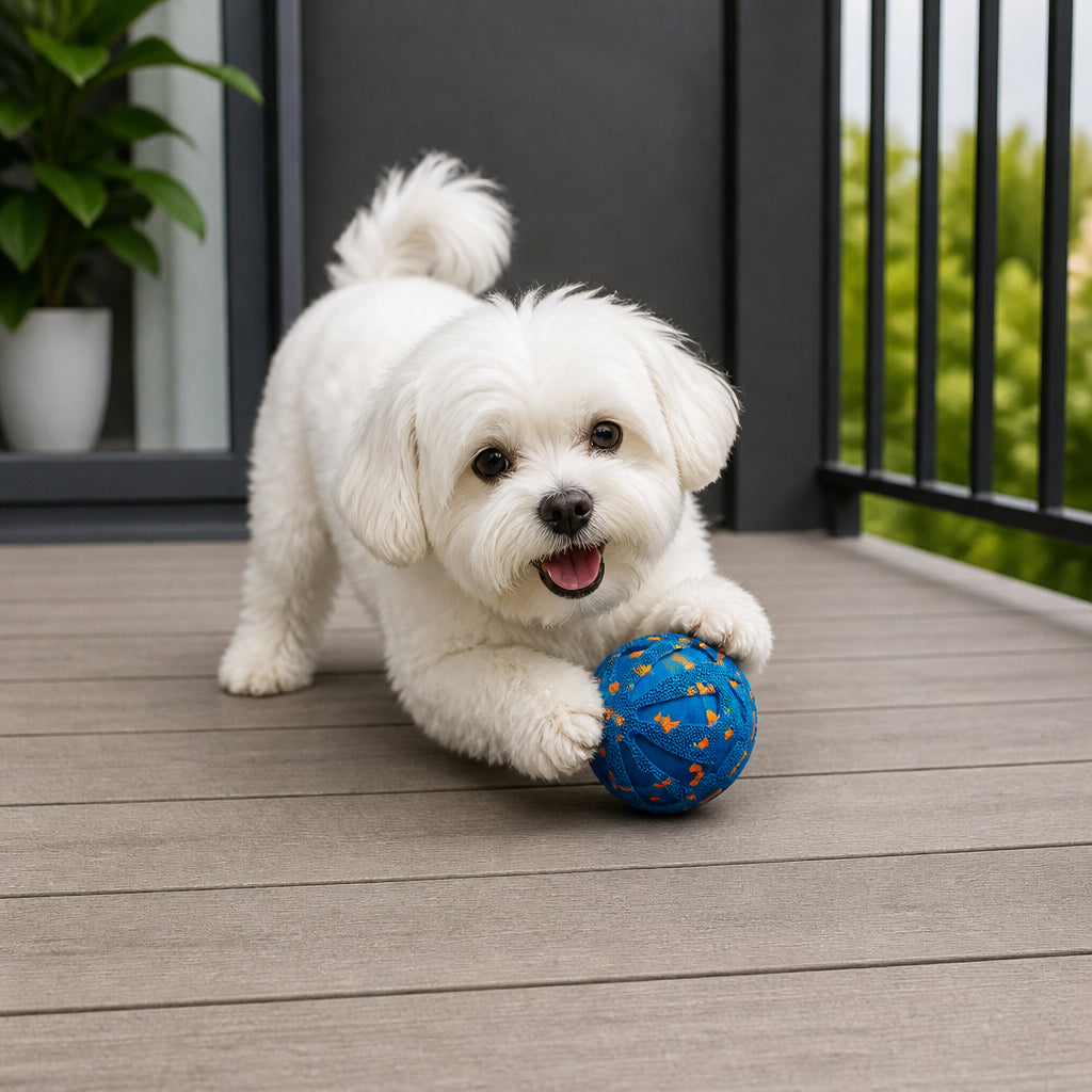 Interactive Rechargeable Dog Ball – Smart Rolling & Dental Chew Toy – Blue