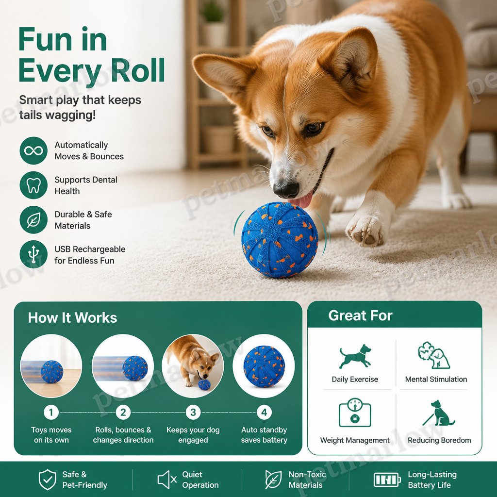 Interactive Rechargeable Dog Ball – Smart Rolling & Dental Chew Toy – view 5