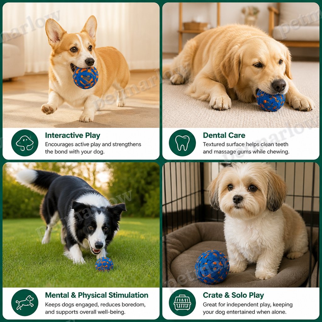 Interactive Rechargeable Dog Ball – Smart Rolling & Dental Chew Toy – view 6
