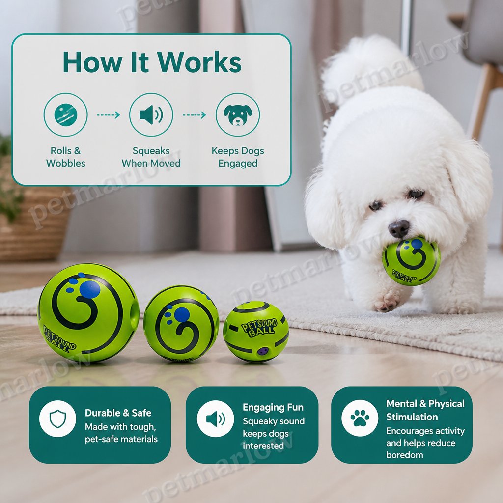 Interactive Squeaky Wobble Dog Ball – Durable Self-Play Toy – view 5