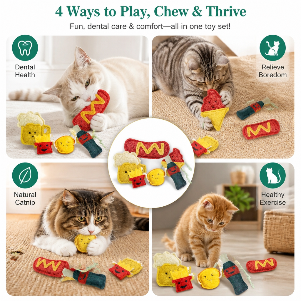 Teeth-Cleaning Catnip Chew Toys – Natural Loofah Dental Care & Play Set – view 11