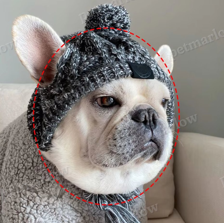 Knitted Hat for Pets with Pom-Pom and Twisted Pom-Poms in Pink – view 6