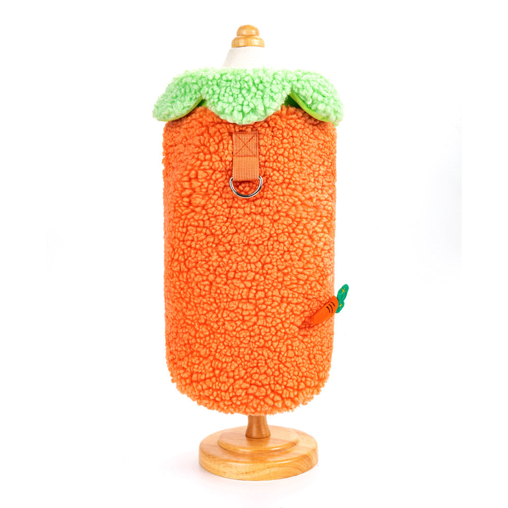 Korean Style Lotus Leaf Lace Warm Pet Clothes – Orange / XS