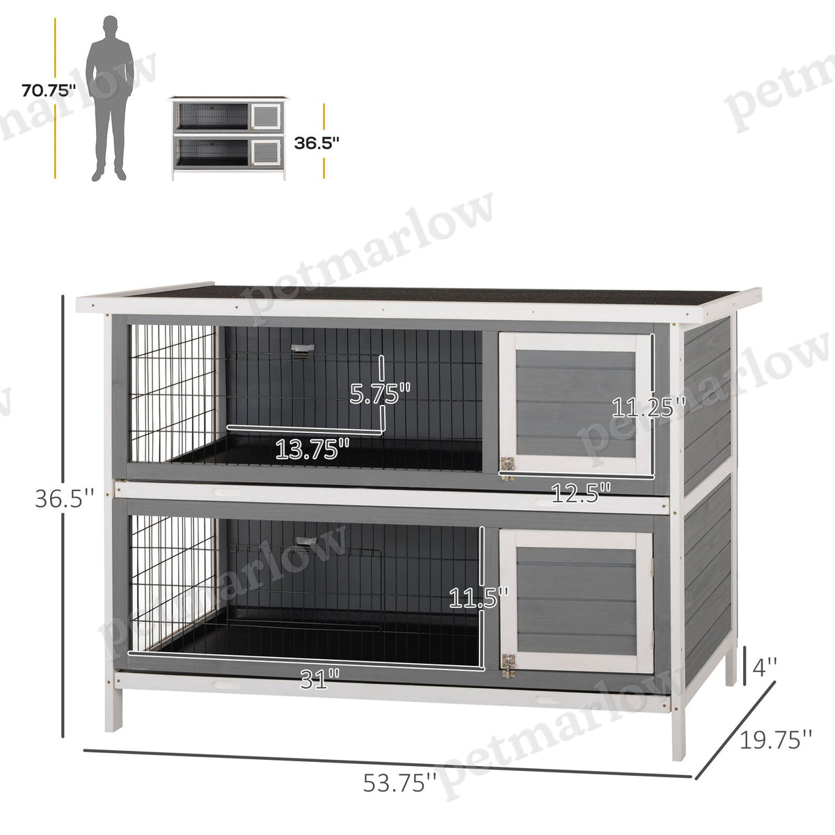 Large 2-Story Rabbit Hutch for Small Animals with Lockable Doors – view 5