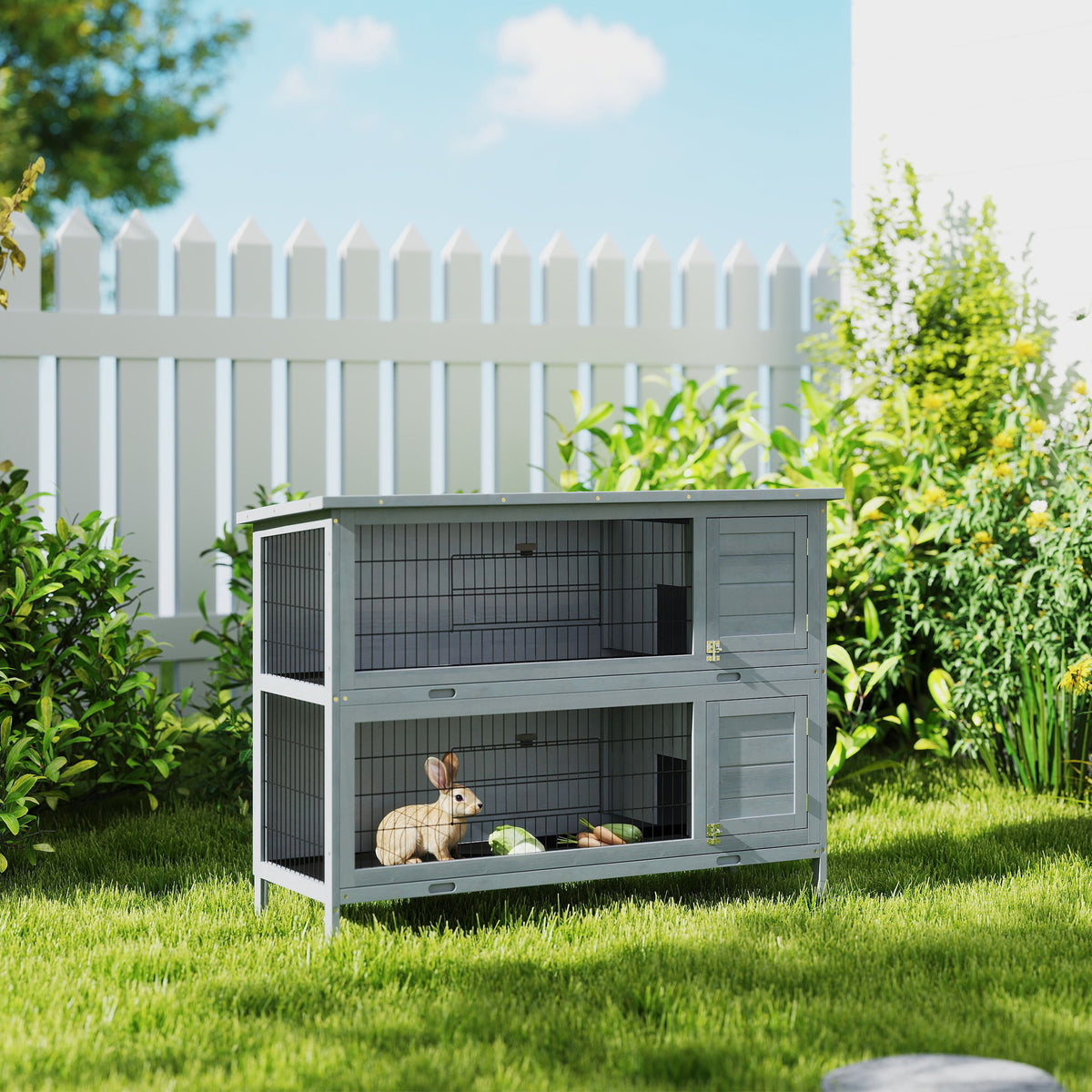 Large 2-Story Rabbit Hutch with Easy Access Doors