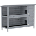Large 2-Story Rabbit Hutch with Easy Access Doors – Grey / 1470x570x220 mm